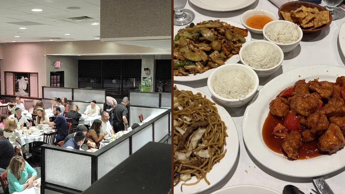 Chinese and Japanese dishes arranged on serving plates.